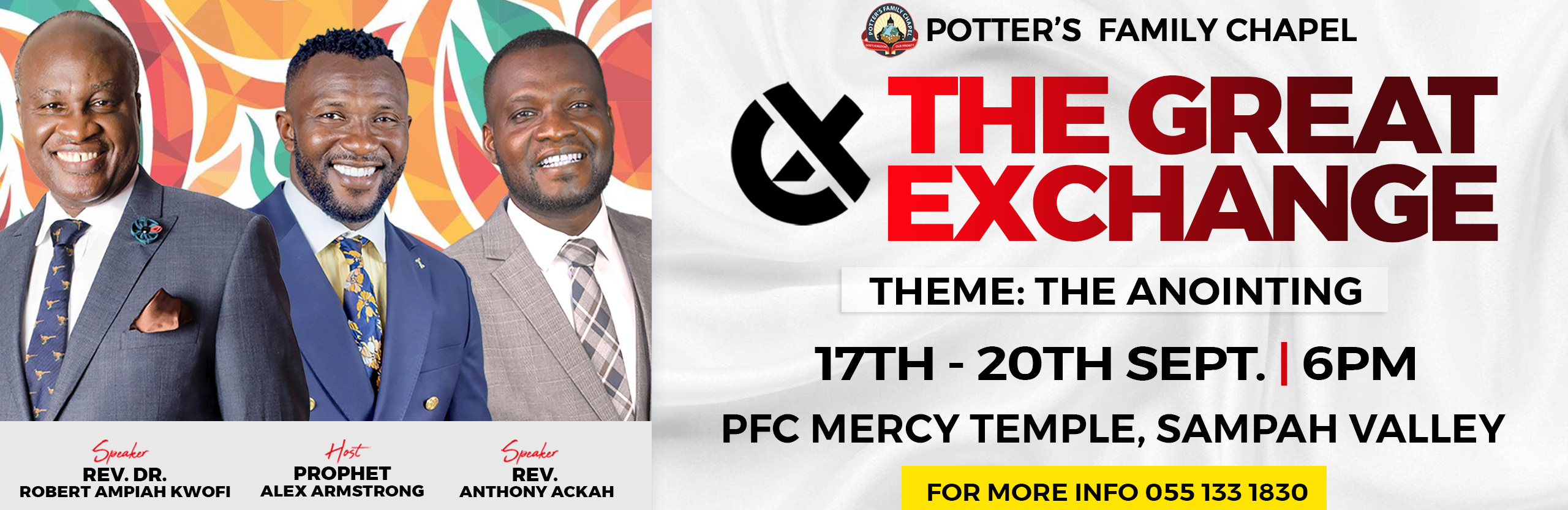 Prophet Alex Armstrong’s next big event at Potter’s Family Chapel is happening September 17-20, 2024!